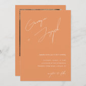 Invitation Orange | Script Photo QR Code Mariage (Devant / Derrière)