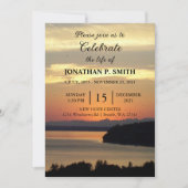 Invitation Orange Seascape Sunset Célébration de la vie (Devant)