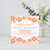 Invitation Orange Simple Mariage Floral (Debout devant)