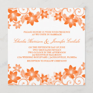 Invitation Orange Simple Mariage Floral