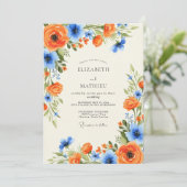Invitation Orange Sky Blue Charming Spring Wedding (Debout devant)