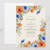 Invitation Orange Sky Blue Charming Spring Wedding (Devant / Derrière)