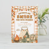 Invitation Orange S'more Amusement Avec Des Amis Camping Anni (Debout devant)