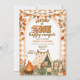 Invitation Orange S'mores Camping Garçon Campériste Fête Ging