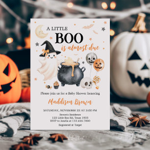 Invitation Orange sorcière fantôme Petit Baby shower de Boo