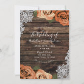 Invitation Orange Spice Floral Rose Rustique Mariage dentelle (Devant)