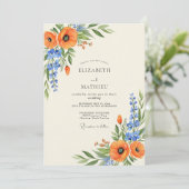Invitation Orange Spirited Wildflower Wedding (Debout devant)