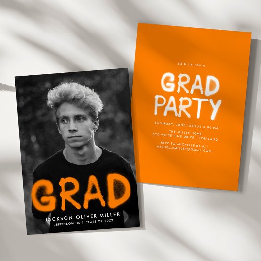 Invitation Orange Spray Paint Photo Party graduation