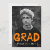 Invitation Orange Spray Paint Photo Party graduation (Devant)