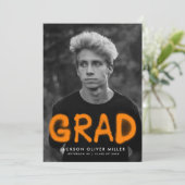 Invitation Orange Spray Paint Photo Party graduation (Debout devant)