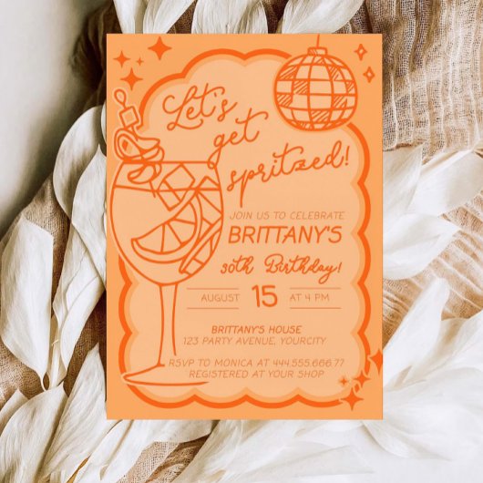 Invitation Orange Spritz 30e anniversaire Invitation, Obtenon