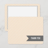Invitation Orange Stripes Flat Merci Notes (Devant / Derrière)