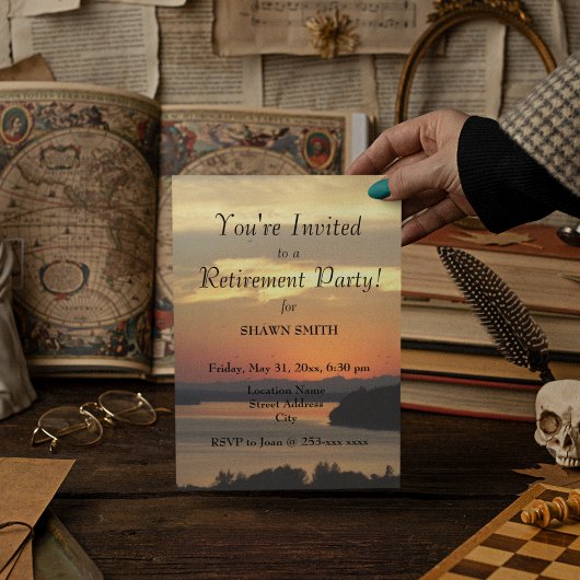 Invitation Orange Sunset Retirement Party