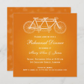 Invitation Orange tandem de vélo de dîner de répétition de (Devant / Derrière)