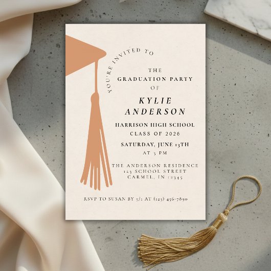 Invitation Orange Tassel High School Graduation Party