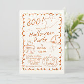 Invitation Orange tendance main dessinée Sketchy Halloween Pa (Debout devant)