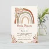 Invitation Orange Terracotta Boho | Baby shower arc-en-ciel (Debout devant)