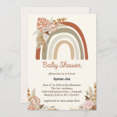 Invitation Orange Terracotta Boho | Baby shower arc-en-ciel (Devant / Derrière)