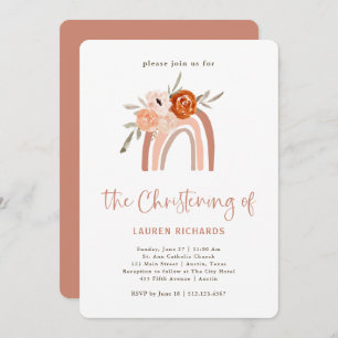 Invitation Orange Terracotta Boho   Rainbow Christening