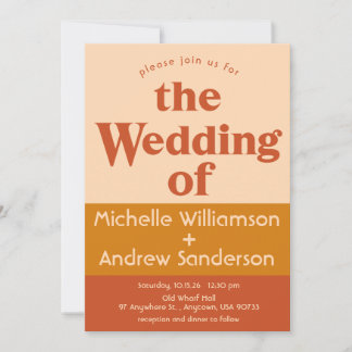 Invitation Orange Terracotta Moderne Rétro 5x7