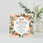 Invitation Orange Thème Deux Petits Cuties Twin Baby shower (Debout devant)