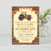 Invitation Orange Tractor Invitation, Anniversaire Agricole (Debout devant)