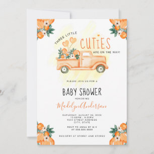 Invitation Orange Trois Petites Cuties Triplets Baby shower
