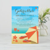 Invitation Orange Tropical Beach moderne (Debout devant)