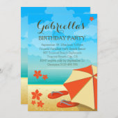 Invitation Orange Tropical Beach moderne (Devant / Derrière)