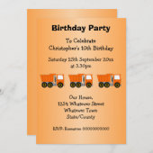 Invitation Orange Truck Design Boy's Birthday Party (Devant / Derrière)