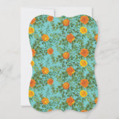 Invitation Orange & Turquoise Aqua Peony & Rose Floral Mariag (Dos)