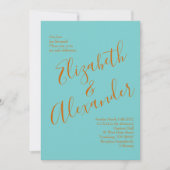 Invitation Orange & Turquoise Aqua Peony & Rose Floral Mariag (Devant)