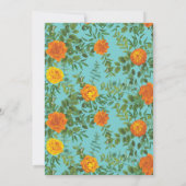 Invitation Orange & Turquoise Aqua Peony & Rose Floral Mariag (Dos)