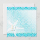 Invitation Orange Turquoise Blue Starfish Mariage plage Pair (Dos)