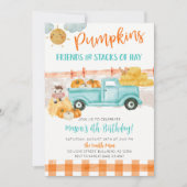 Invitation Orange & turquoise Citrouille Harvest Truck Annive (Devant)