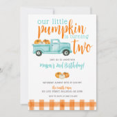 Invitation Orange & turquoise Citrouille Harvest Truck Annive (Devant)