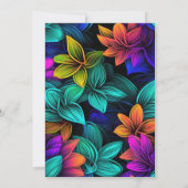 Invitation Orange Turquoise Purple Neon Flowers 40e anniversa (Dos)