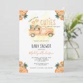 Invitation Orange Two Little Cuties Twins Baby shower (Debout devant)