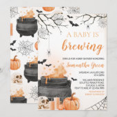 Invitation Orange Un bébé brasse le Baby shower d'Halloween (Devant / Derrière)