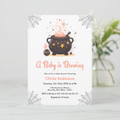 Invitation Orange Un bébé brasse le Baby shower d'Halloween (Debout devant)
