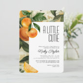 Invitation Orange Un Petit Baby shower De Citrus À La Cutie (Debout devant)