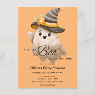 Invitation Orange Un Petit Boo Baby Shower Halloween