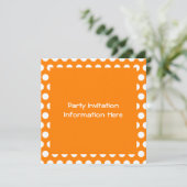 Invitation Orange uni avec des pois blancs (Debout devant)
