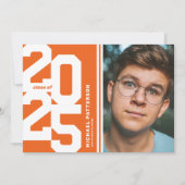 Invitation Orange Varsity Sport Photo Graduation Party (Devant)