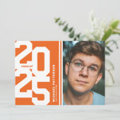 Invitation Orange Varsity Sport Photo Graduation Party (Debout devant)