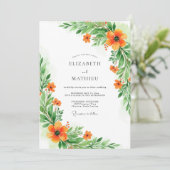 Invitation Orange Verdant Botanical Wedding (Debout devant)