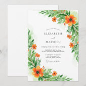 Invitation Orange Verdant Botanical Wedding (Devant / Derrière)