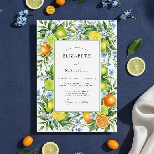 Invitation Orange Vibrant Mediterranean Wedding