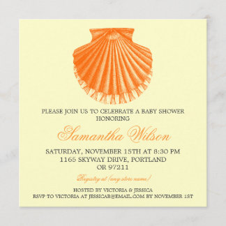 Invitation Orange vintage de Shell de feston de baby shower