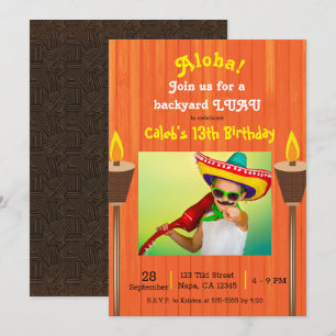 Invitation Orange Vintage Rétro Fête d'été Luau Anniversaire